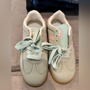 Mint Green & Pink Suede Sneakers